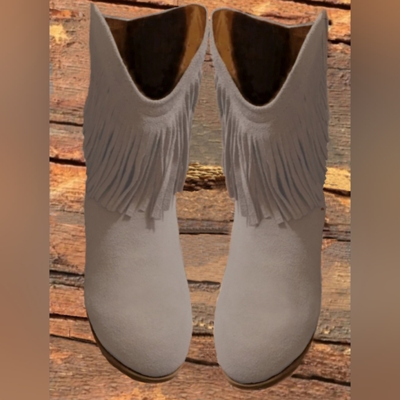 New Genuine Suede Fringed Ankle Boots (Mem. Foam wave insoles) (Sz10) - Picture 3 of 8